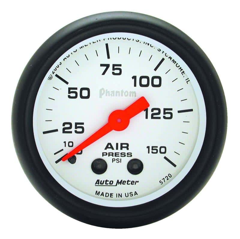 AutoMeter — Autometer Phantom 52mm 0-150 PSI Mechanical Air Pressure Gauge
2" AIR PRESS, 0-150 - view 2