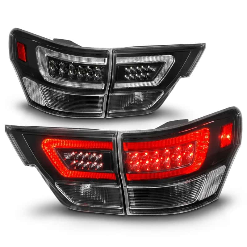 ANZO — ANZO 11-13 Jeep Grand Cherokee LED Taillights w/ Lightbar Black Housing/Clear Lens 4pcs - view 3