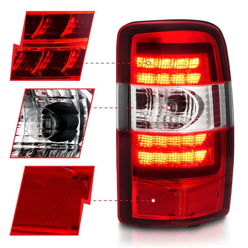 ANZO — ANZO 2000-2006 Chevrolet Tahoe LED Tail Lights w/ Red Lens Chrome Housing - view 10
