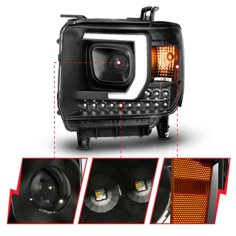 ANZO — ANZO 2014-2015 GMC Sierra 1500HD Projector Plank Style Headlight Black W/ DRL
Head Light Set
HdLtSet - view 9
