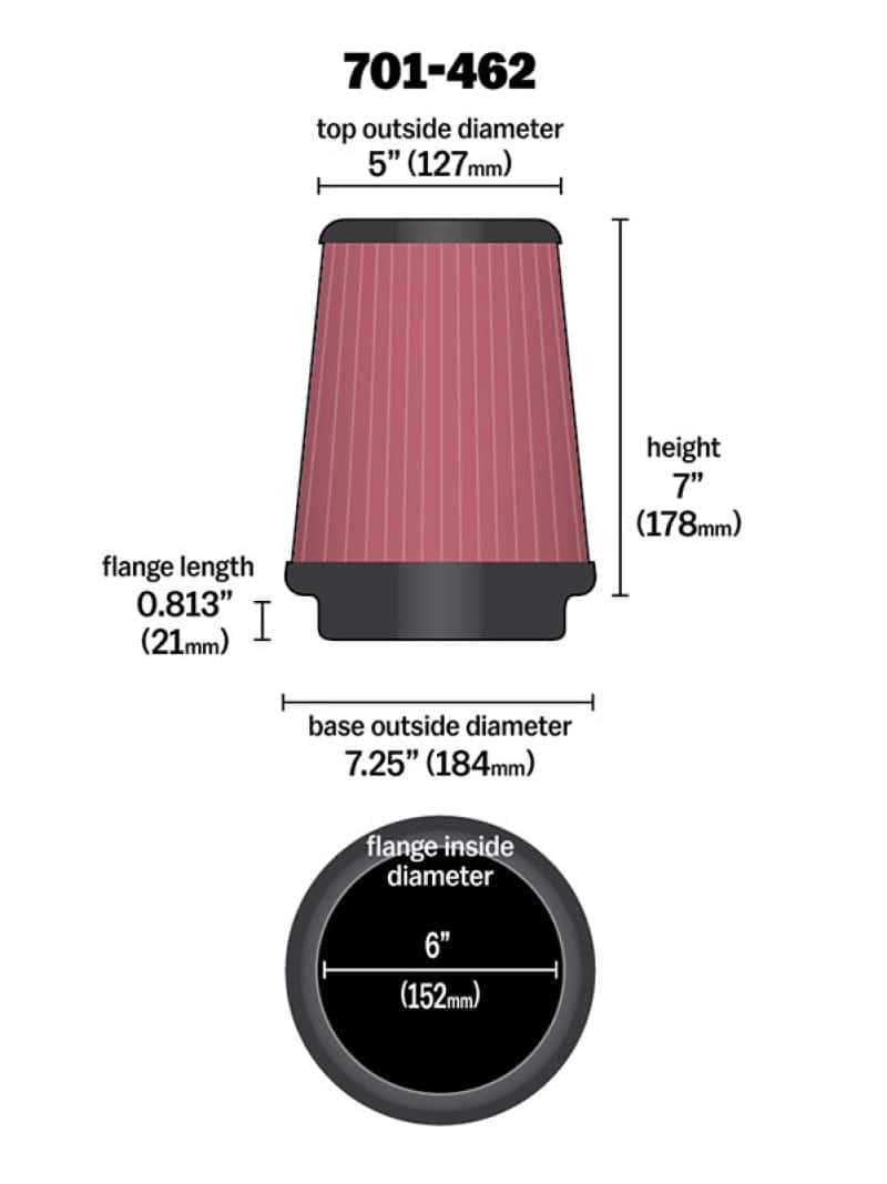 Airaid — Airaid Universal Air Filter - Cone 6 x 7-1/4 x 5 x 7 - view 3