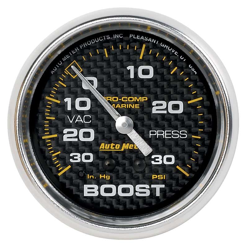 AutoMeter — Autometer Marine Carbon Fiber Gauge 2-5/8in Mechanical Vacuum/Boost Gauge 30INHG-30PSI
GA 2.6" BST 30 M MCF - view 2