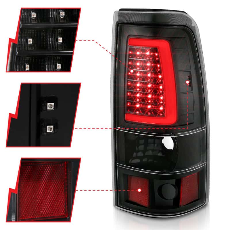 ANZO — ANZO 1999-2002 Chevy Silverado 1500 LED Taillights Plank Style Black w/Clear Lens - view 4