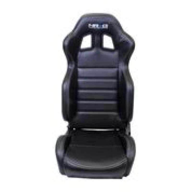 NRG — NRG Reclinable Sport Seats (Pair) PVC Leather w/NRG Logo - Black w/White Stitching - view 4