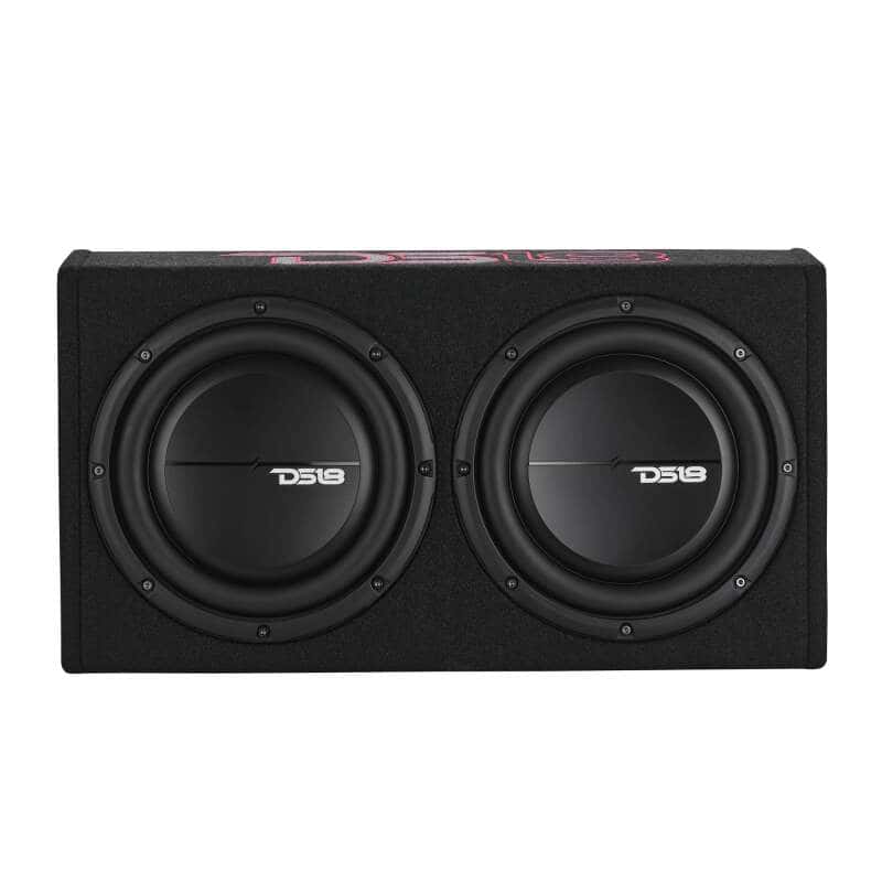 DS18 — DS18 Dual 10in Shallow Enclosure w/ Subwoofer 350 Watts RMS Sealed Black Carpet - view 1