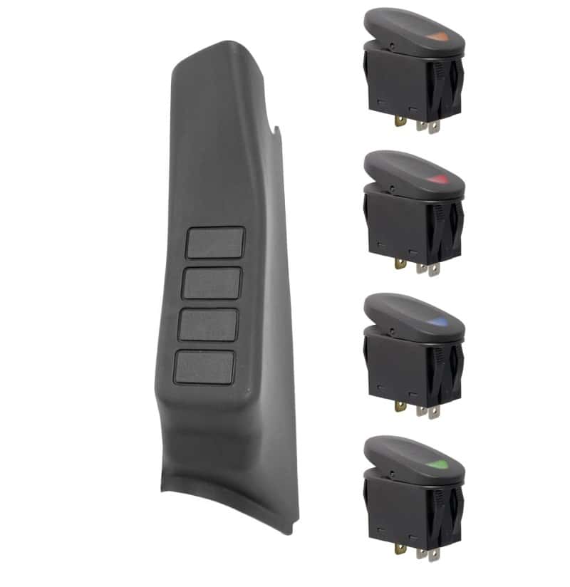 Rugged Ridge — Rugged Ridge A-Pillar 4 Switch Pod Kit Black LHD 11-18 JK
RkrSwitchandCoverSet
OFFROAD_INTERIOR - view 2