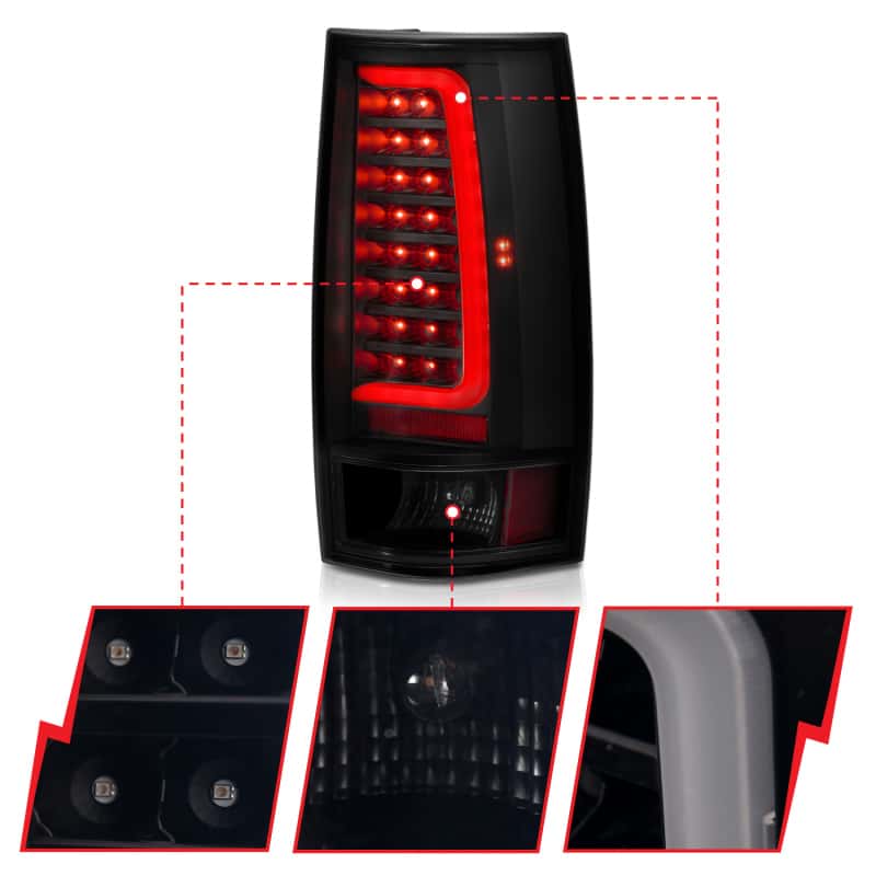 ANZO — ANZO 2007-2014 Chevy Tahoe LED Taillight Plank Style Black w/Smoke Lens - view 4