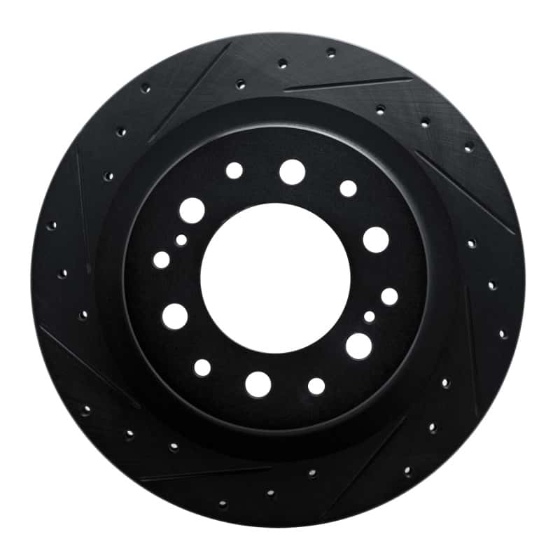 R1 Concepts — R1 2022-2025 Lexus GX550 Rear Left Drilled & Slotted Black Brake Rotor - view 1