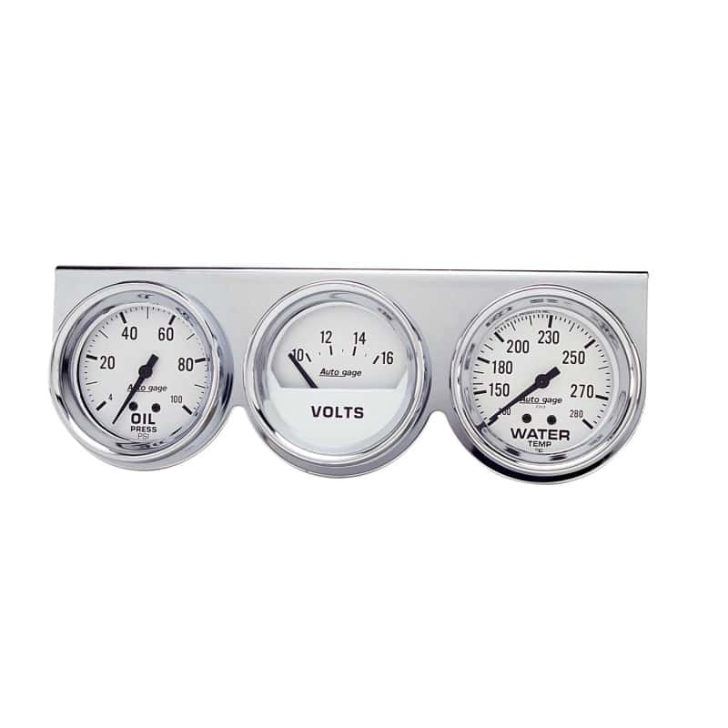 AutoMeter — Autometer AutoGage 2-5/8in 0-100 PSI Oil Press/ 16 Volt / 130-280 Deg Water Temp - Chrome Bezel
3 GA PNL OP/WT/V CHR - view 1