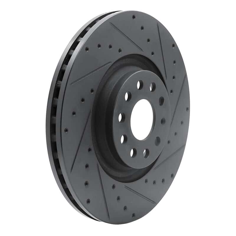 R1 Concepts — R1 2022+ Volkswagen GTI Mk 8 Front Right Drilled & Slotted Black Brake Rotor
R1 Brake Rotor Drill - view 2
