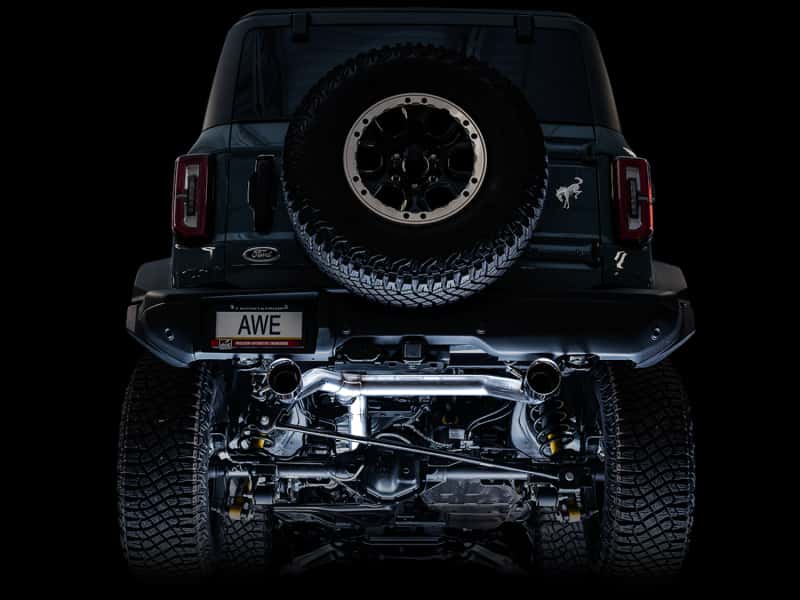 AWE Tuning — AWE Tuning 2021+ Ford Bronco 0FG Dual Rear Exit Exhaust w/Diamond Black Tips & Bash Guard
0FG Catback - view 3