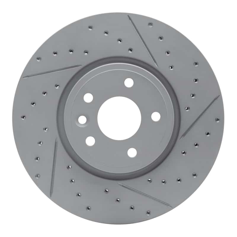 R1 Concepts — R1 17-19 Jaguar Xe Front Right Drilled & Slotted Geo-Carbon Rotor - view 1