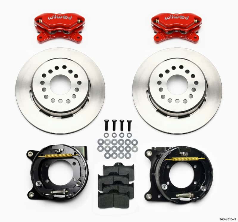 Wilwood — Wilwood Forged Dynalite P/S Park Brake Kit Red 12 Bolt 2.75in offset Staggered Shock
BRAKE KIT - view 2