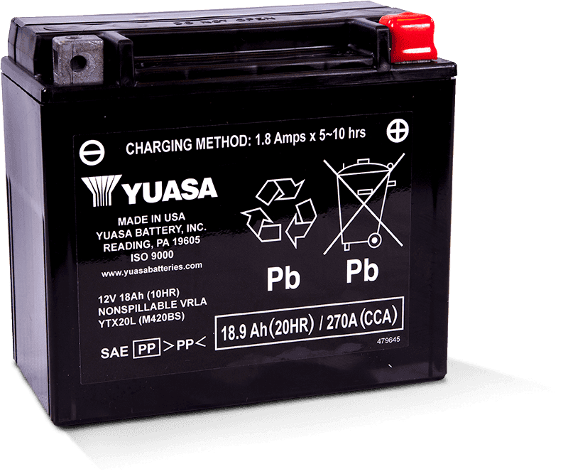 Yuasa Battery — Yuasa YTX20L Maintenance Free AGM 12-Volt Battery - view 2