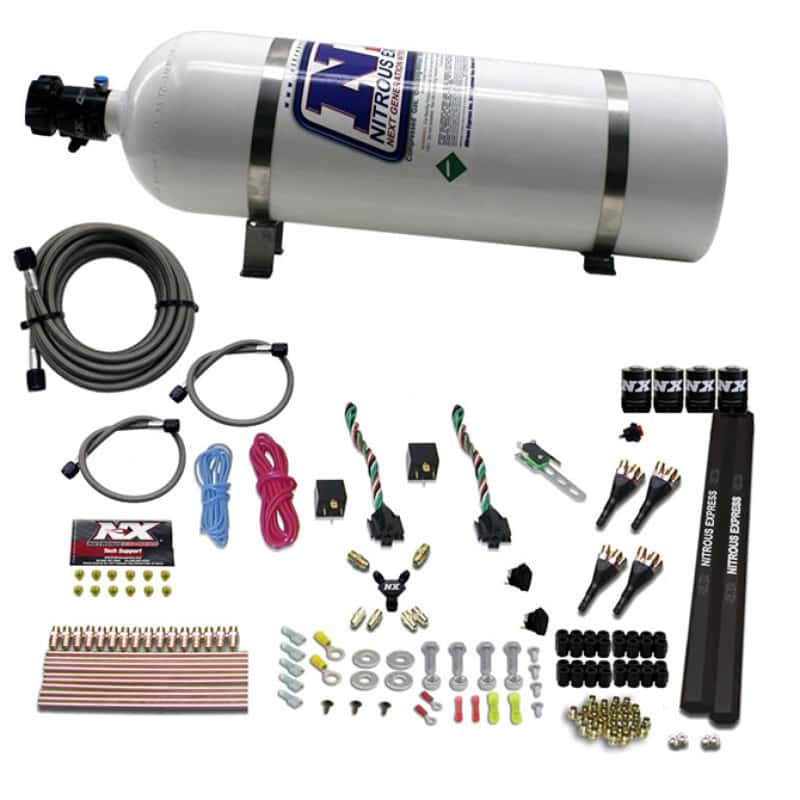 Nitrous Express — Nitrous Express 4 Cyl SX2 Nozzle Nitrous Kit (100-300HP x 2) w/15lb Bottle
Injection System Kit
N2OSys - view 3