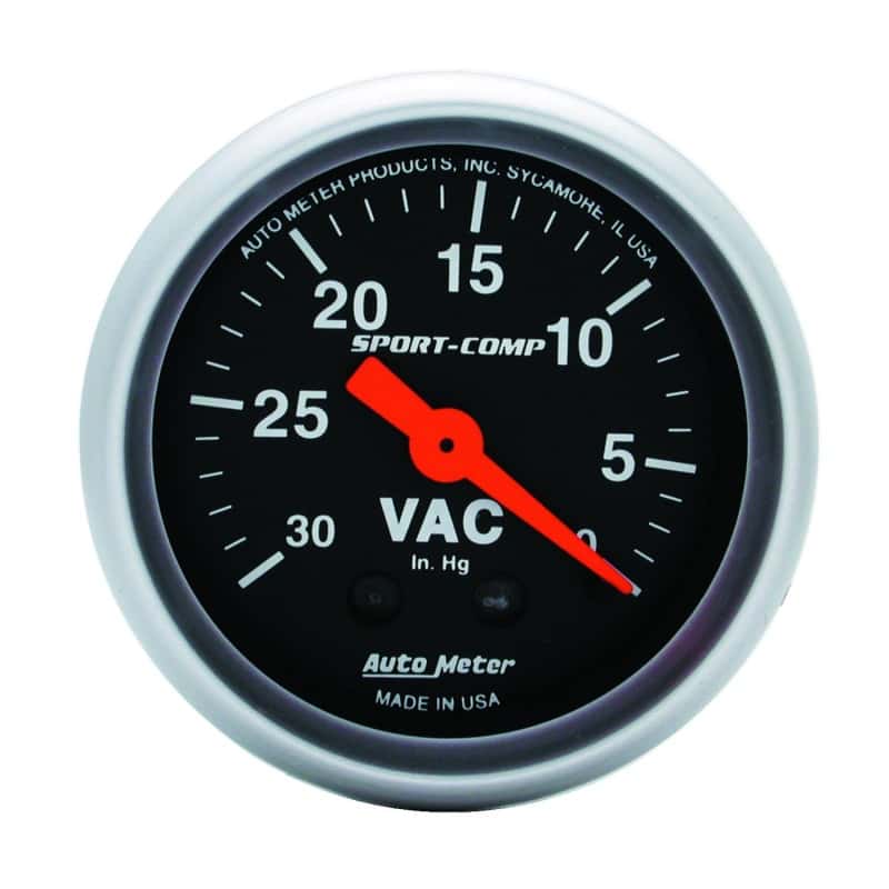 AutoMeter — Autometer Sport-Comp 2-1/16in. 30 IN HG Mechanical Vacuum Gauge
2" VACUUM, 30" HG - view 1