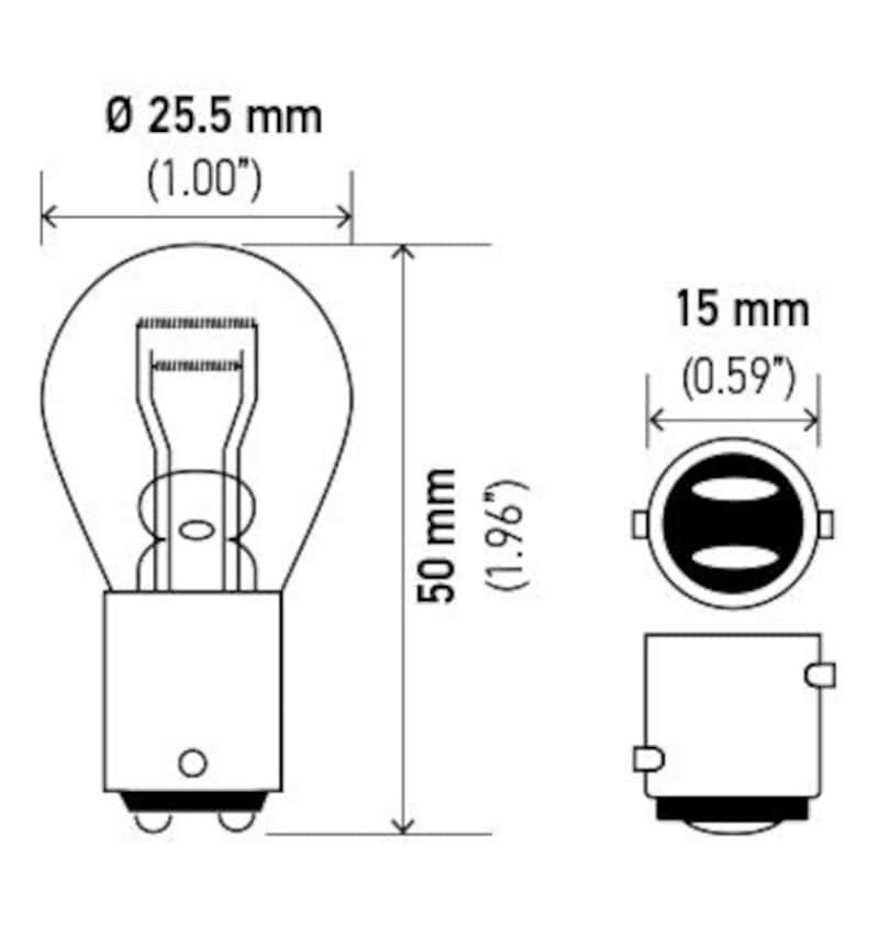 Hella — Hella Bulb 2057 12V 27/7W BAY15d S8
2057 Incan Bulb - view 4