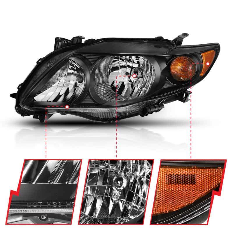 ANZO — ANZO 2009-2010 Toyota Corolla Crystal Headlight Black Amber
Head Light Set - view 8