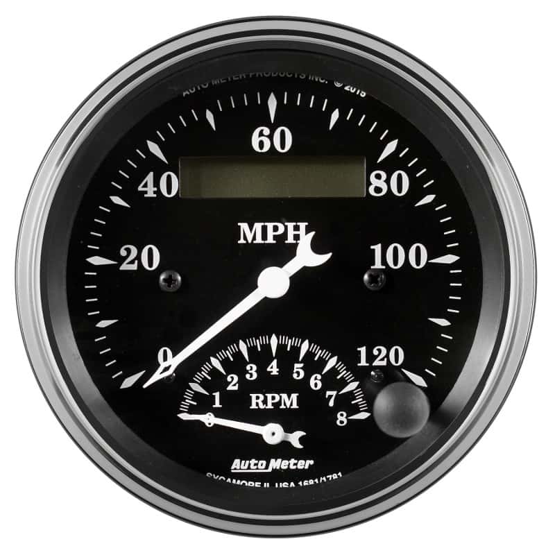 AutoMeter — Auto Meter Gauge Tach/Speedo 3 3/8in 120mph & 8k RPM Elec. Program. Old Tyme Blk
3-3/8" TACH/SPEEDO C - view 2