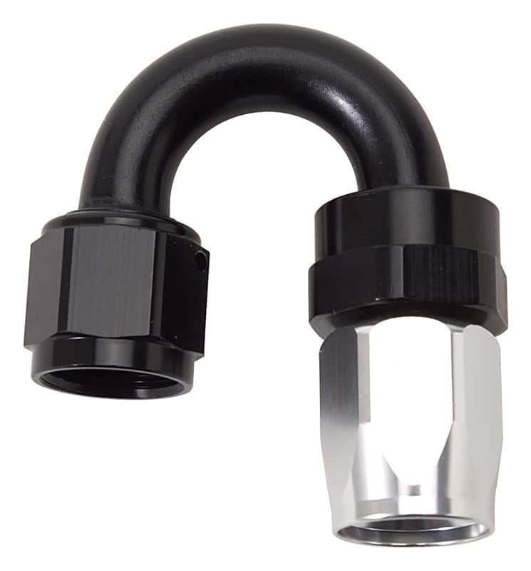 Russell — Russell Performance -10 AN Black/Silver 180 Degree Tight Radius Full Flow Swivel Hose End
Hose Fitting - view 3