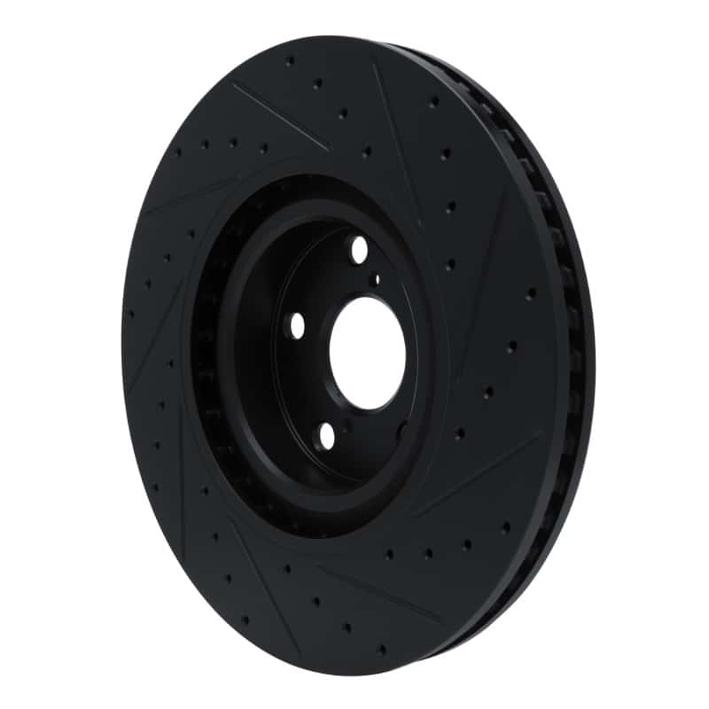 R1 Concepts — R1 11-25 Lexus IS200T Left Front Drilled & Slotted Black Brake Rotor - view 4