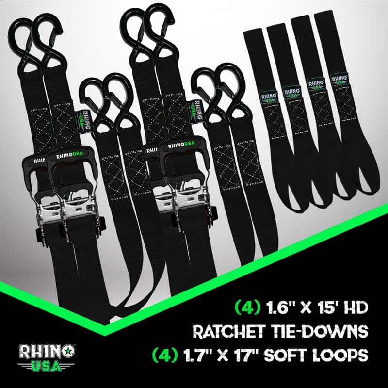 Rhino USA — Rhino USA Heavy Duty Ratchet Tie-Down 4-Pack Black 1.6In X 15Ft
Tie Down - view 2