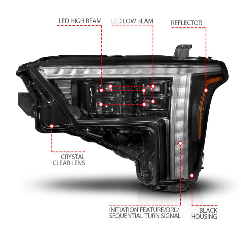 ANZO — ANZO 22-24 Toyota Tundra (w/Factory LED Refl.) Z-Series Full LED Proj Headlights - Driver Side ONLY - view 3