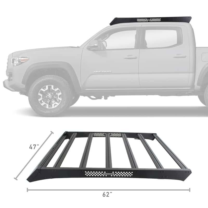 Go Rhino — Go Rhino 16-23 Toyota Tacoma DC Ceros Low Profile Roof Rack - Tex. Blk
Ceros Roof Rack - view 1