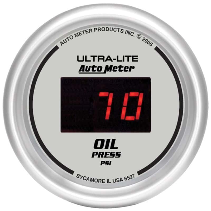 AutoMeter — Autometer Ultra-Lite 2-1/16in 100PSI Silver Dial Digital Oil Pressure Gauge w/ Red LED
2-1/16" OIL PRESS, 0 - view 1