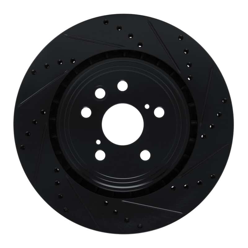 R1 Concepts — R1 20-25 Lexus RX350 Front Right Drilled & Slotted Black Brake Rotor - view 1