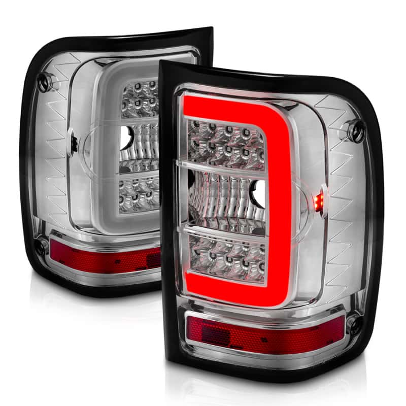 ANZO — ANZO 2001-2011 Ford  Ranger LED Tail Lights w/ Light Bar Chrome Housing Clear Lens - view 7