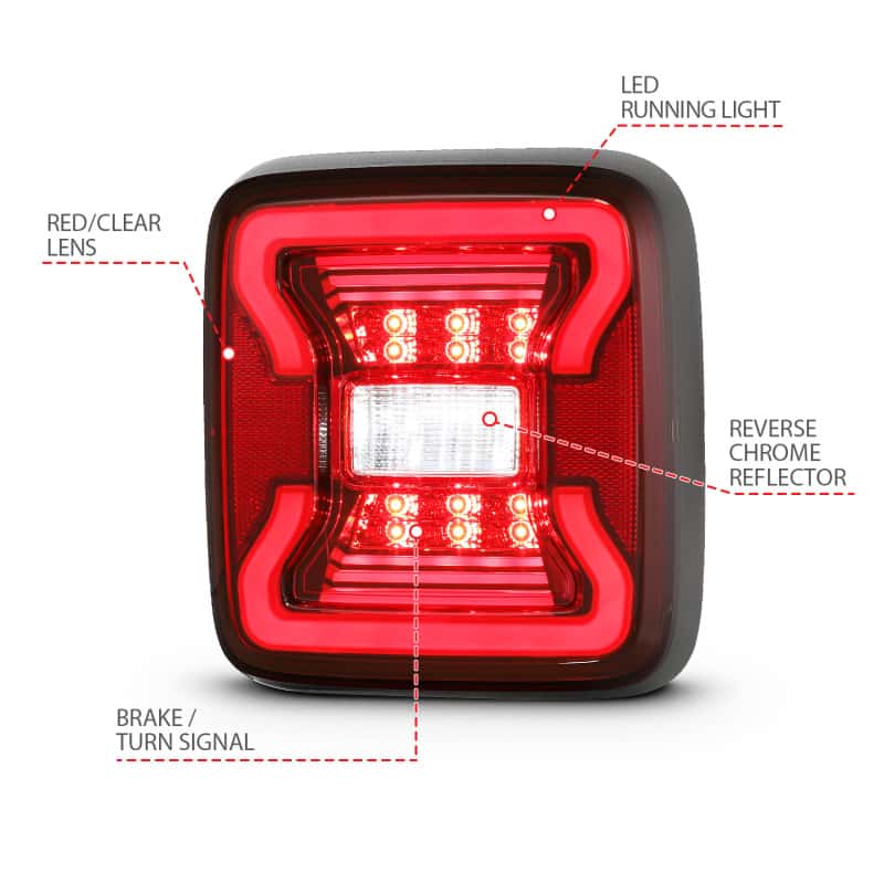 ANZO — ANZO 18-19 Jeep Wrangler JL LED Taillights Black
Tail Light Set
LED Taillights - view 12