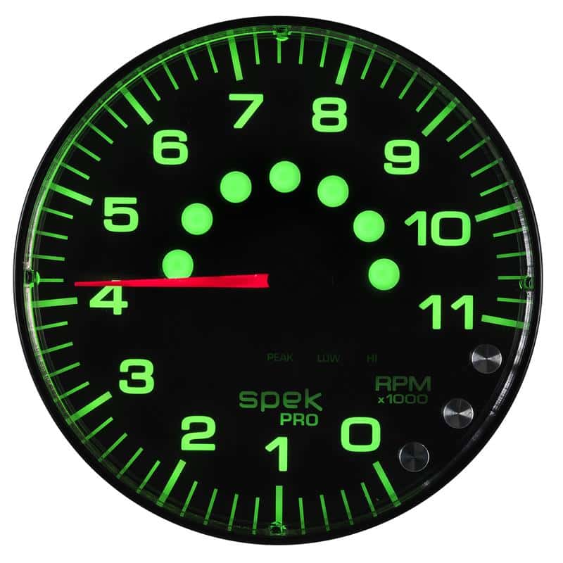 AutoMeter — Autometer Spek-Pro Gauge Tachometer 5in 11K Rpm W/Shift Light & Peak Mem Black/Black
GA 5" 11KRPM BFB SPK - view 3