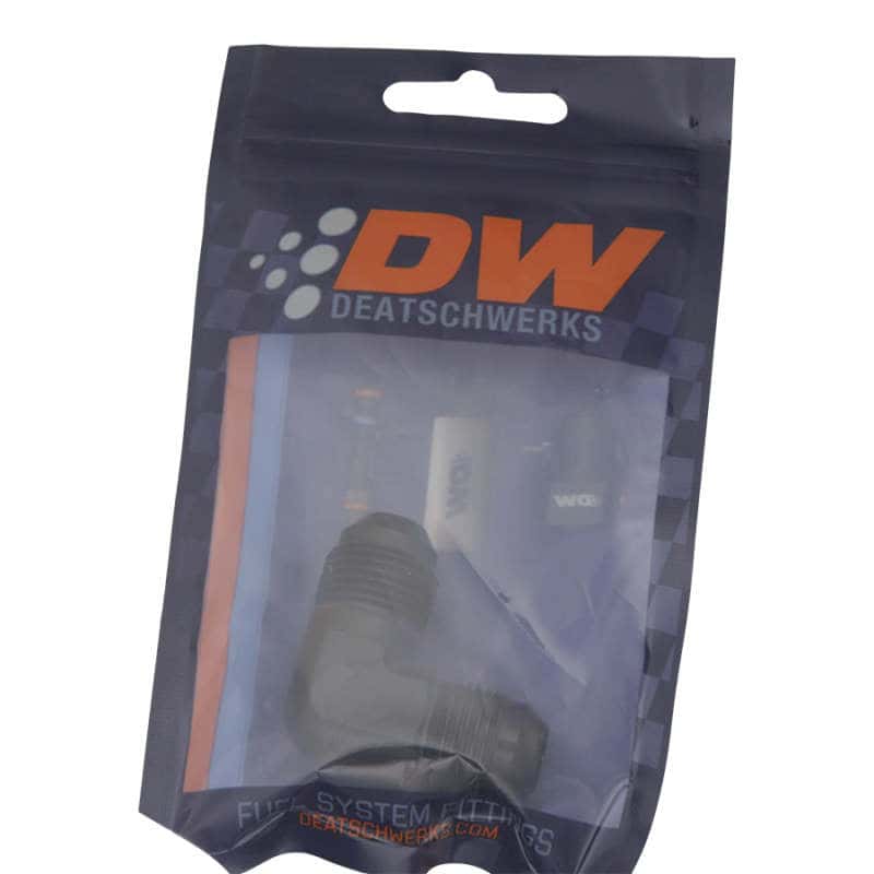 DeatschWerks — DeatschWerks 8AN Male Flare to 8AN Male Flare 90-Degree Fitting - Anodized Matte Black
Lines & Fittings - view 2