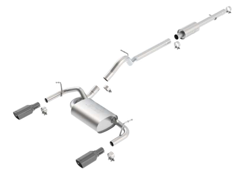 Borla — Borla 12-16 Jeep Wrangler 3.6L AT/MT 4DR 4WD S SQ RL AC SR 2.5in 2in TIP 3.5inx3.28in Black Chrome
Cat-Back System
ExhstSysKt - view 1