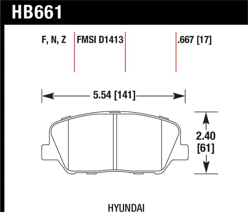 Hawk Performance — Hawk 10 Hyundai Genesis Coupe (w/o Brembo Breaks) HP+ Autocross Front Brake Pads
Disc Brake Pad - view 1