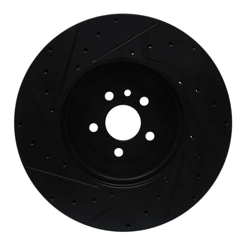 R1 Concepts — R1 21-25 Jaguar F-Pace Front Right Drilled & Slotted Black Brake Rotor - view 6