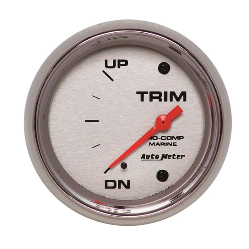 AutoMeter — Autometer Marine Chrome Gauge 2-5/8in Electric Trim Level Gauge 0OHM Down - 90OHM Up - view 1