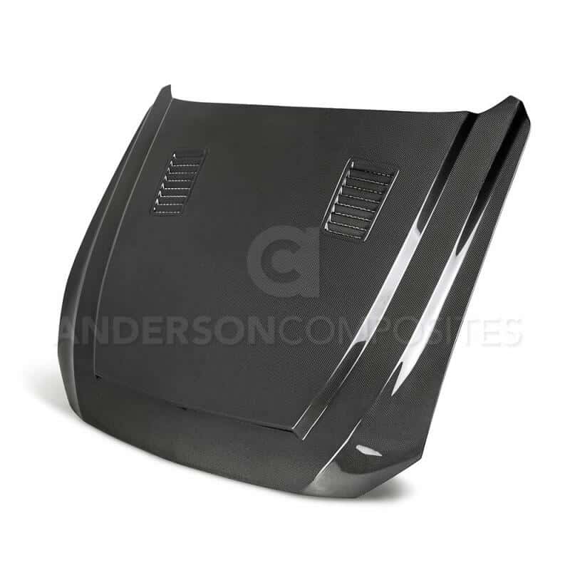 Anderson Composites — Anderson Composites 2018 Ford Mustang Super Snake Double Sided Carbon Fiber Hood - view 2