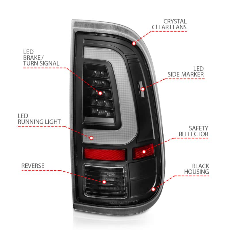 ANZO — ANZO 2008-2016 Ford F-250 LED Taillights Black Housing Clear Lens (Pair) - view 10