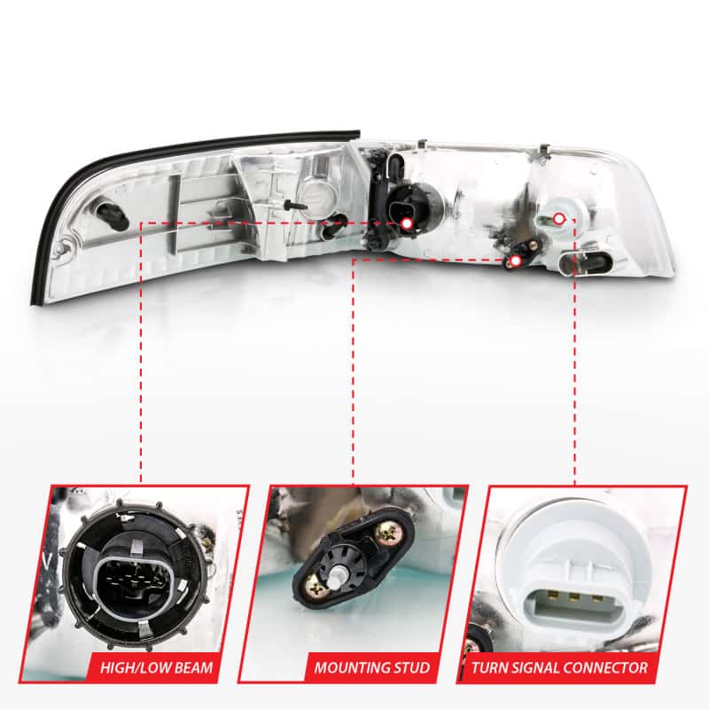 ANZO — ANZO 1998-2005 Ford Crown Victoria Crystal Headlight Chrome With Bumper Light (OE)
Head Light Set
HdLtSet - view 4