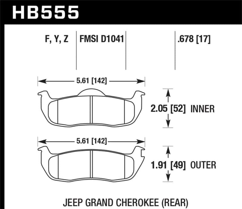 Hawk Performance — Hawk 06-10 Jeep Commander / 05-10 Grand Cherokee / 05-10 Armada / 04 Pathfinder / 04-10 Tital 5.6L /
Disc Brake Pad - view 2