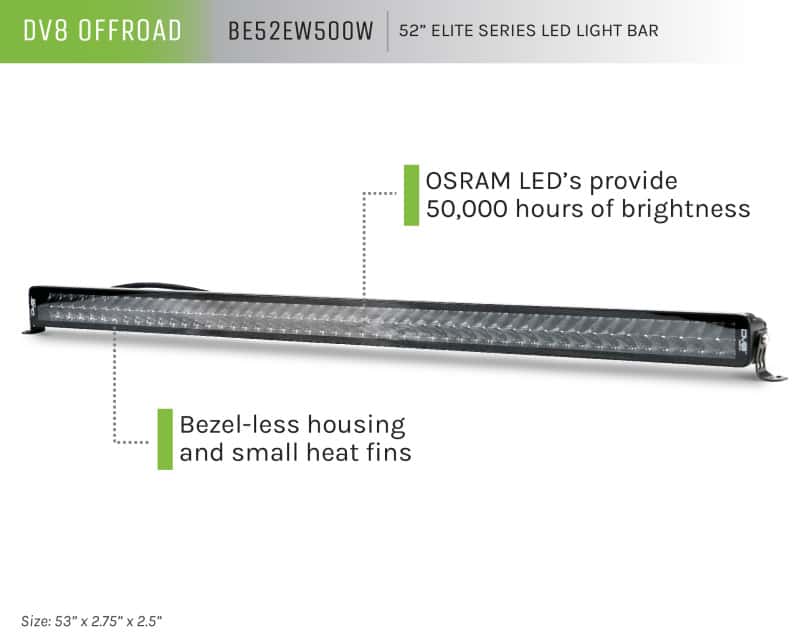 DV8 Offroad — DV8 Offroad 52in Elite Series Light Bar 500W LED - Black
52 in. LED LIGHT BAR - view 2