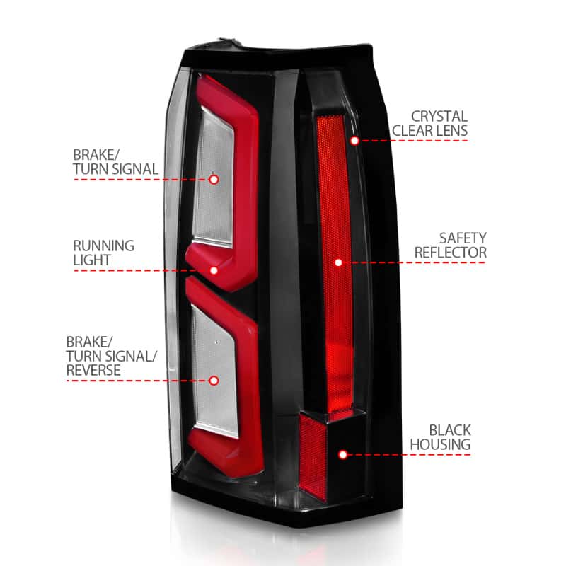 ANZO — ANZO 2015-2020 Chevrolet Tahoe LED Tail Lights w/ Light Bar Black Housing Clear Lens
Tail Light Set - view 8