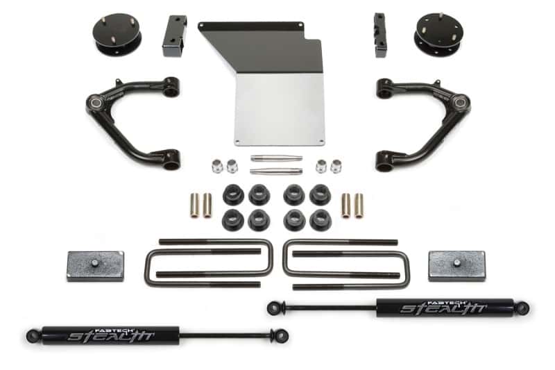 Fabtech — Fabtech 14-18 GM K1500 w/OE Alum. UCA 4in Uniball UCA System w/Rear Stealth Shocks
LiftKtSuspComponent - view 1