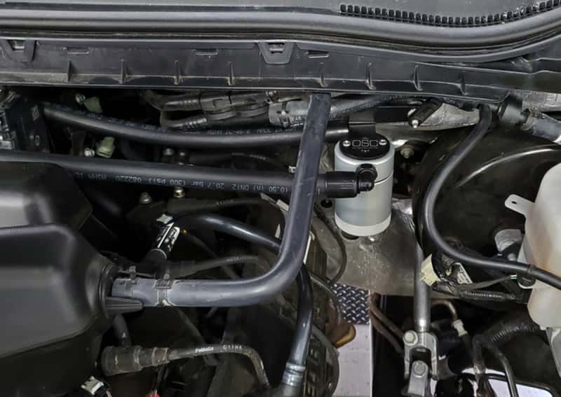 J&L — J&L 17-22 Ford F-250 6.2L/7.3L Passenger Side Oil Separator 3.0 - Clear Anodized
Oil Separator - view 2
