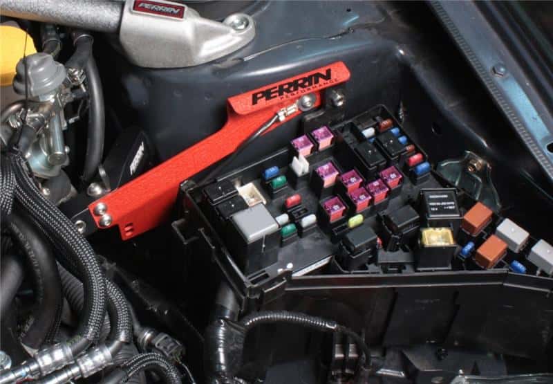 Perrin Performance — PERRIN 08-14 Subaru STI / 07-09 Legacy GT & OBXT Master Cylinder Bracket - Red - view 2