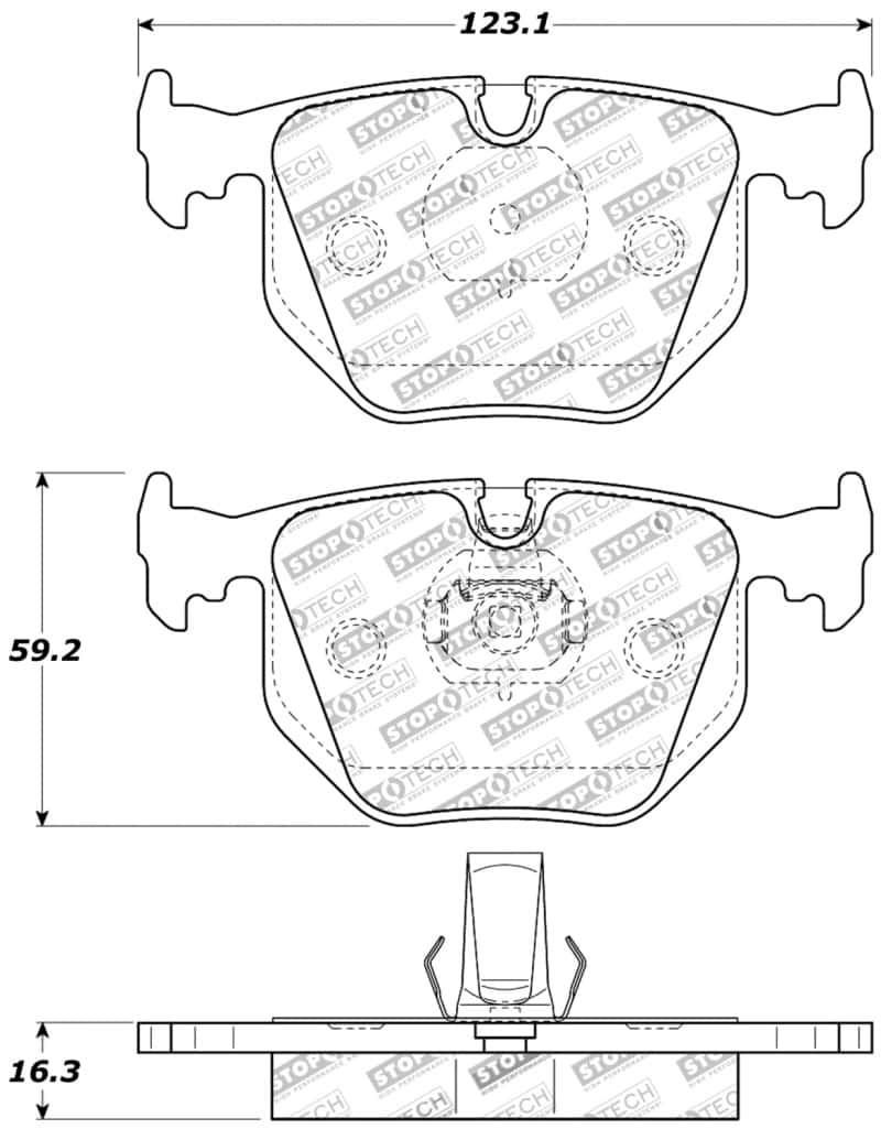Stoptech — StopTech Performance 01-07 BMW M3 E46 / 00-04 M5 / 04-09 X3 / 00-06 X5 / 1/06-09 Z4 / 9/00-07 330 /
Sprt Brk Pad W/Hdwr - view 2