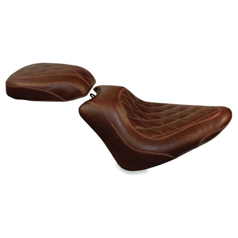 Mustang Motorcycle — Mustang 11-13 Harley Blackline, 12-17 Slim/Slim S Tripper Solo Seat Diam Stitch - Distressed Brown - view 2