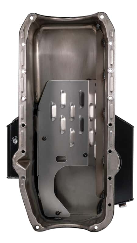 Moroso — Moroso Pre-80 Chevrolet SBC (w/2 Pc Seal & Low Clearance) Wet Sump 7qt 7in Steel Oil Pan - Black - view 2